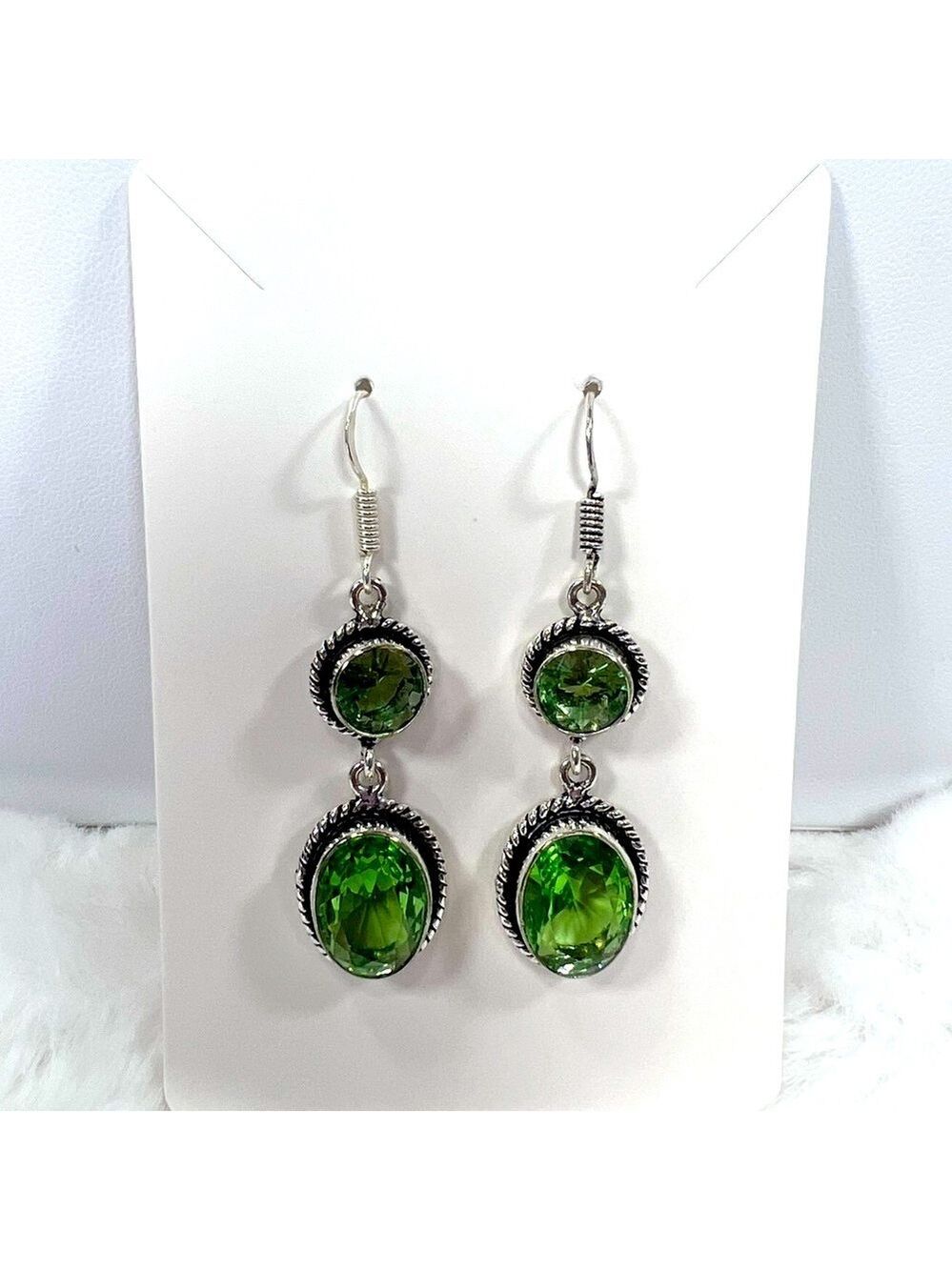 Peridot 925 Synthetic Gemstone Earrings